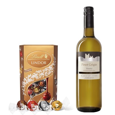 Colli Vicentini Pinot Grigio 75cl White Wine With Lindt Lindor Assorted Truffles 200g